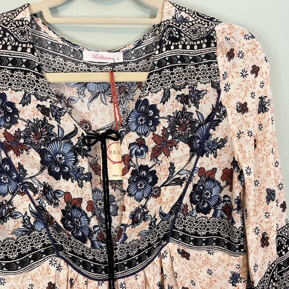 Kim Gravel Bellisima Boho Top Small Pink Floral Tassel Feminine Romantic NWT - Picture 4 of 10